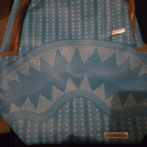 Sprayground Blue and White Shark Tooth Pattern Backpack